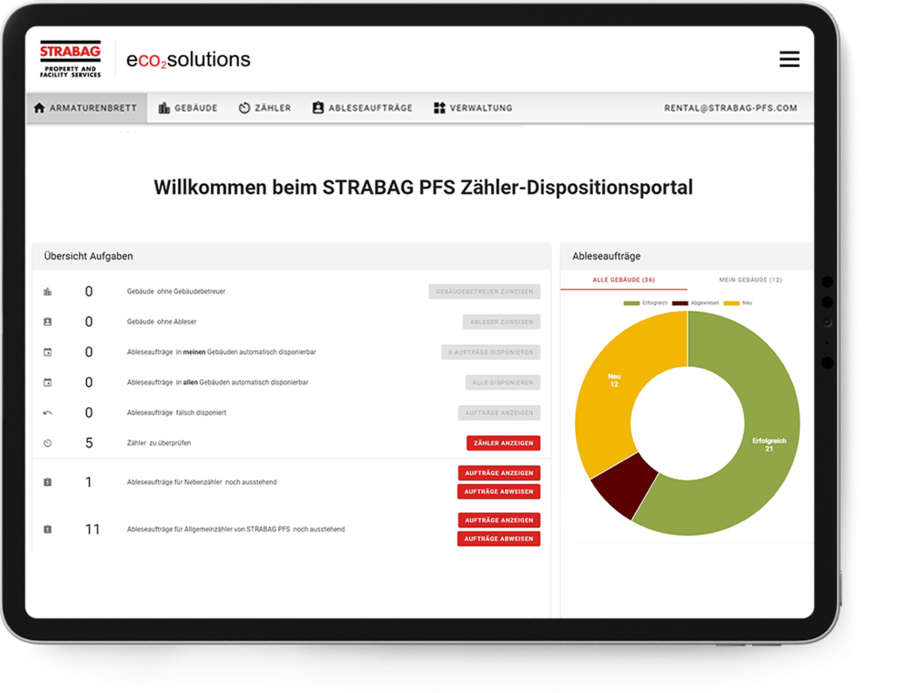 eco2solutions | Tablet m it Screen der eco2consult STRABAGmeter App