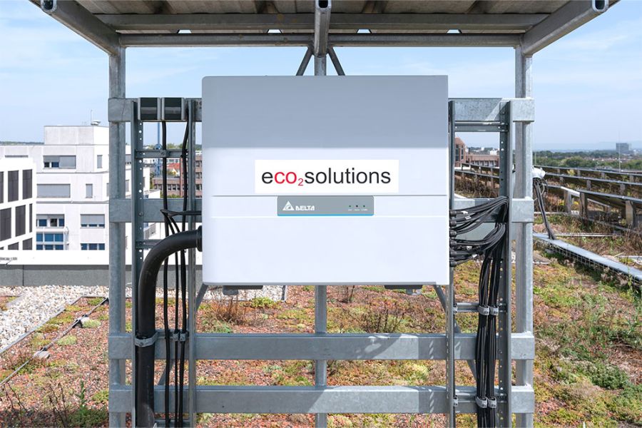 eco2solutions | eco2energy unit is located on the roof between the PV system